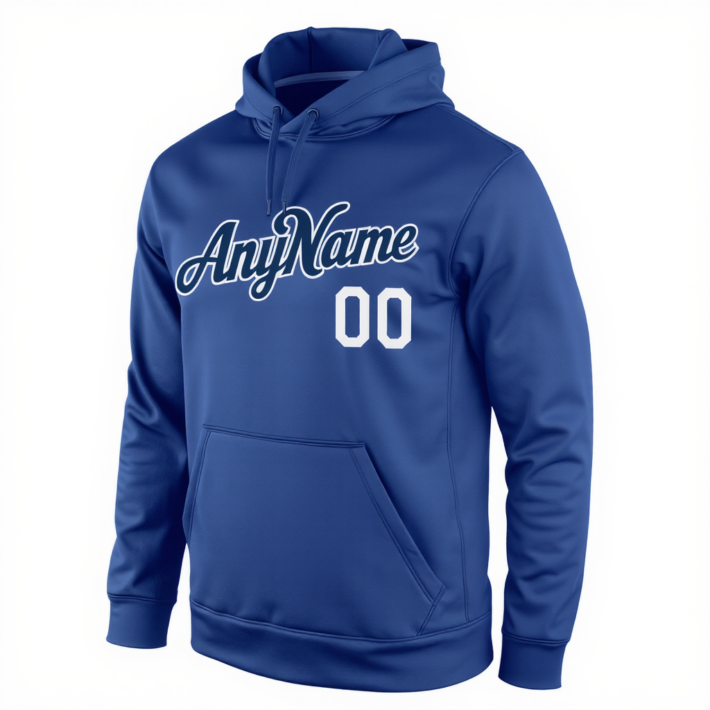 Custom Blue & Royal/White Pullover Sports Sweatshirt Hoodie
