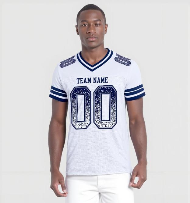 Custom White & Navy/White Drift Fashion Football Jersey