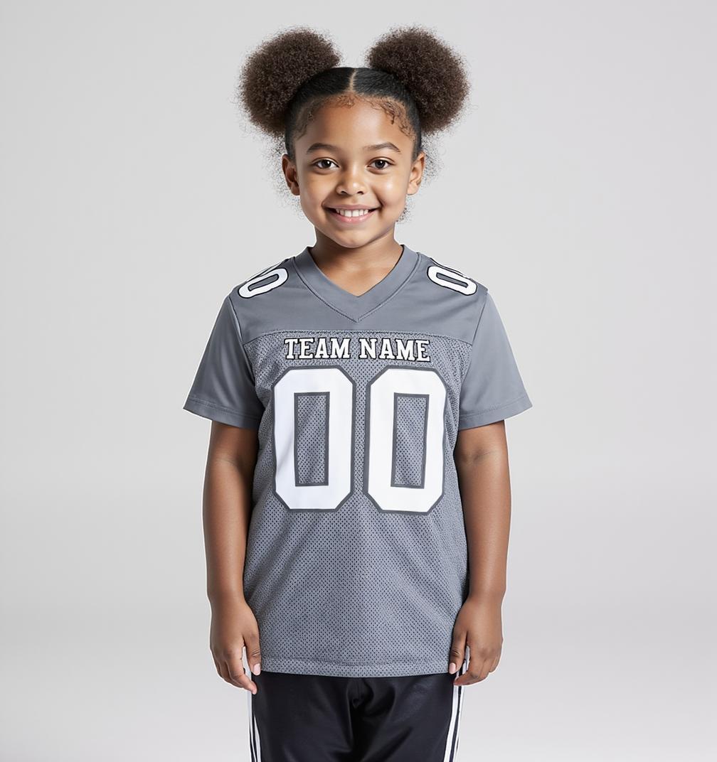 Custom Grey & Black/White Football Jersey