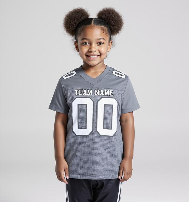 Custom Grey & Black/White Football Jersey