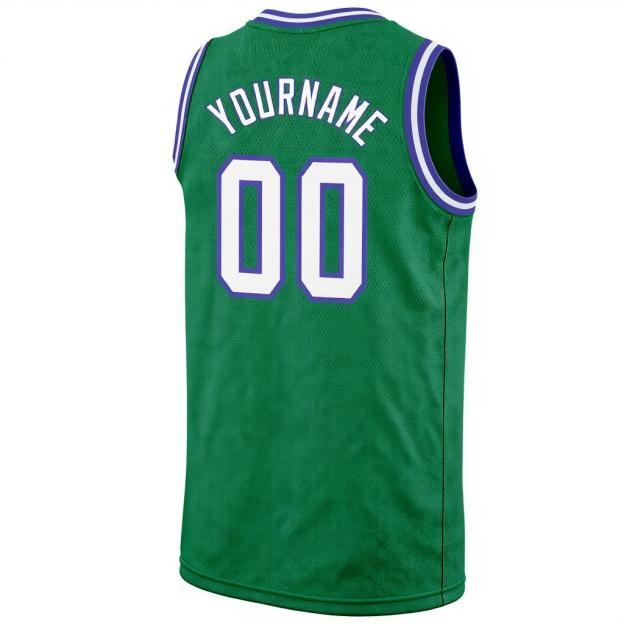 Custom Kelly Green & White/Blue Basketball City Edition Jersey