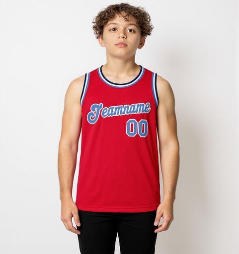 Custom Red & Blue/White Basketball City Edition Jersey