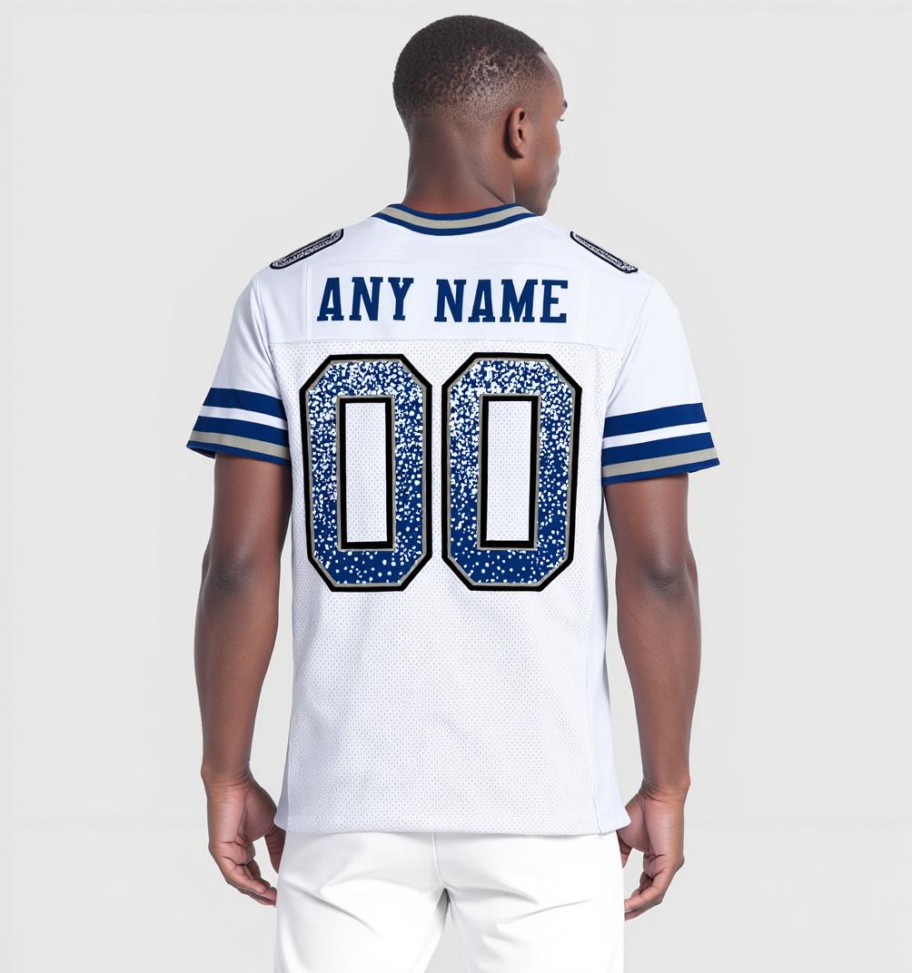 Custom White & Navy/White Drift Fashion Football Jersey