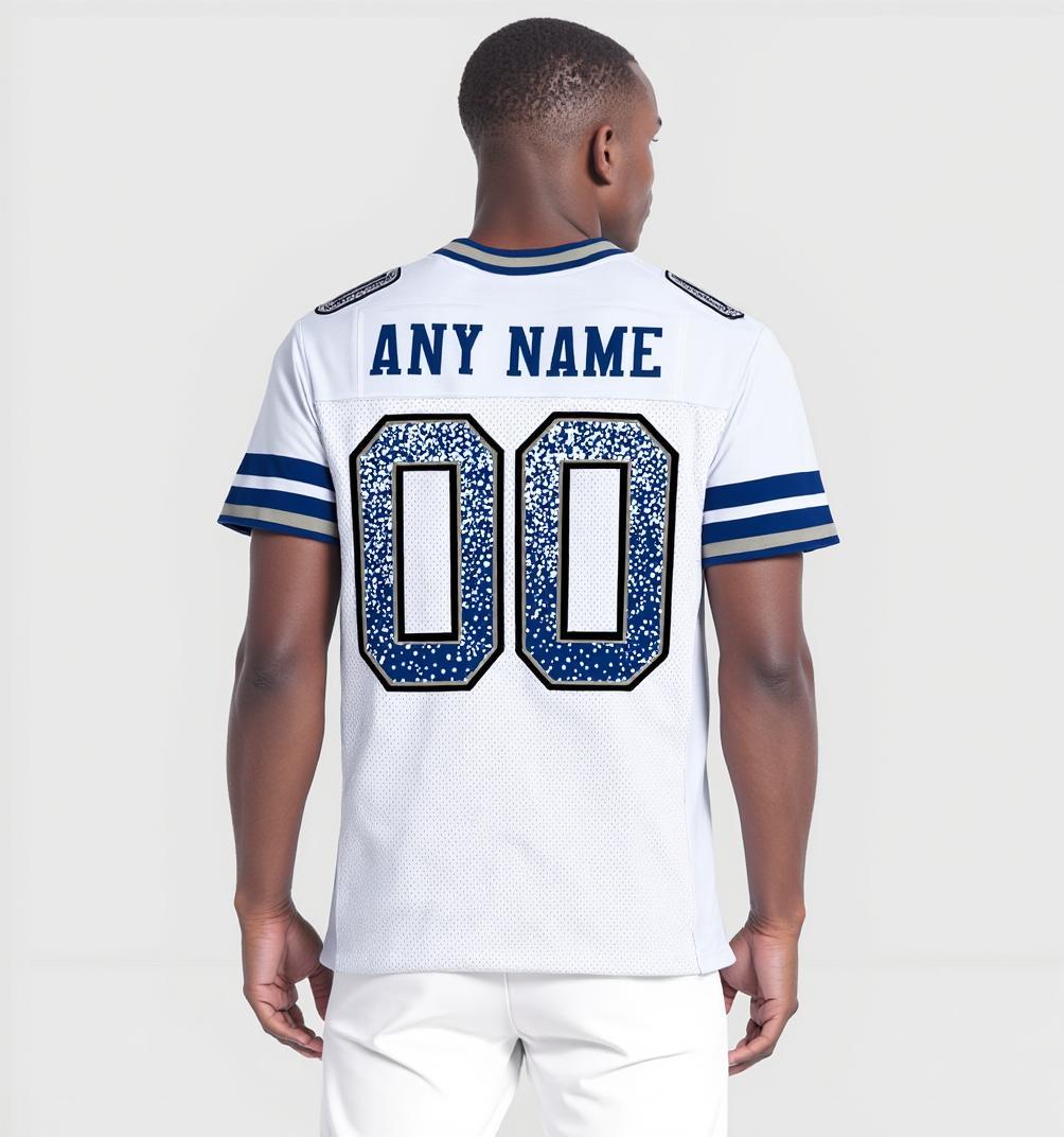 Custom White & Navy/White Drift Fashion Football Jersey