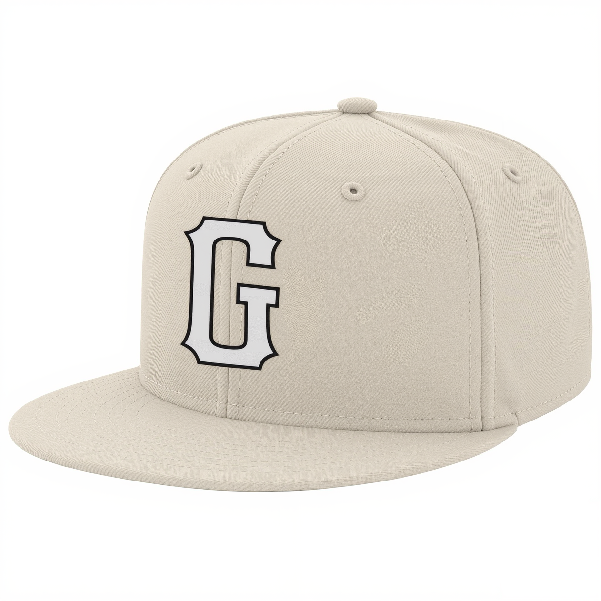 Custom Cream & White/Black Stitched Adjustable Snapback Hat