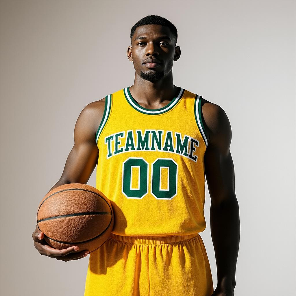 Custom Yellow & Green/White Basketball Throwback Jersey