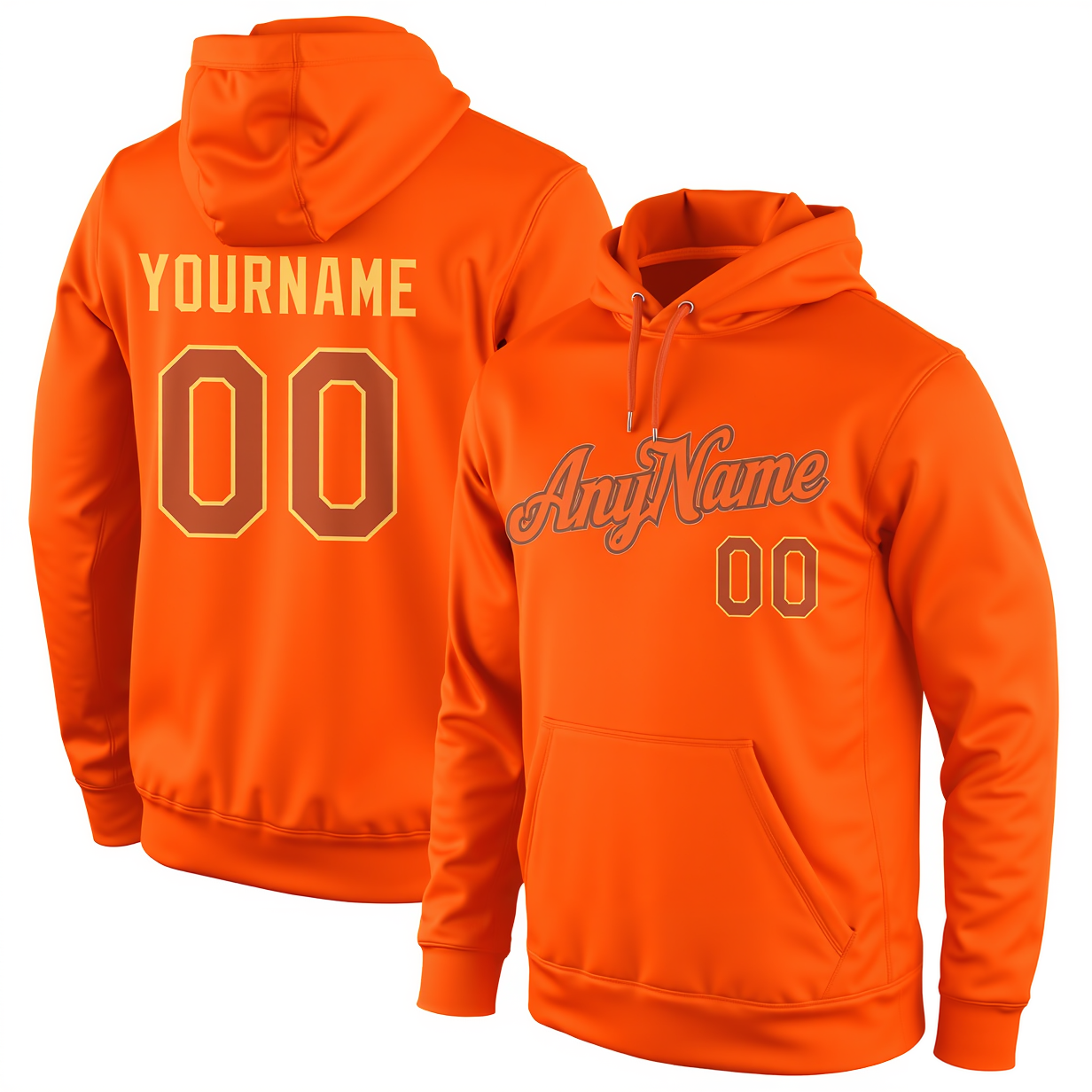 Custom Orange & Pink/Yellow Pullover Sports Sweatshirt Hoodie