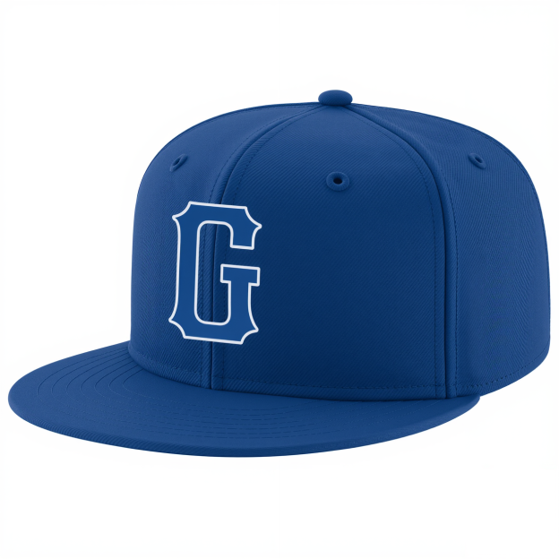 Custom Royal Blue & White Stitched Adjustable Snapback Hat