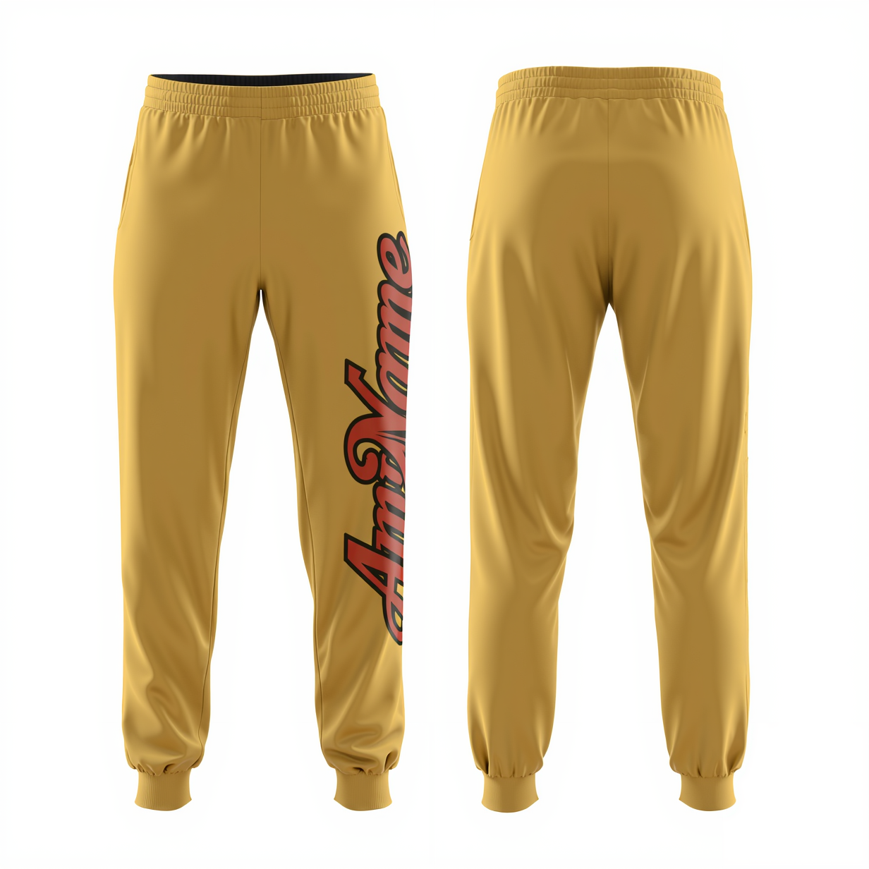 Custom Beige & Red/Black Fleece Jogger Sweatpants