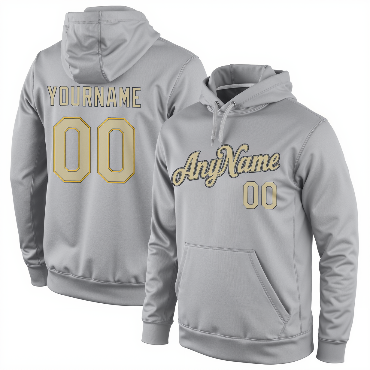 Custom Grey & Gold/Black Pullover Sports Sweatshirt Hoodie