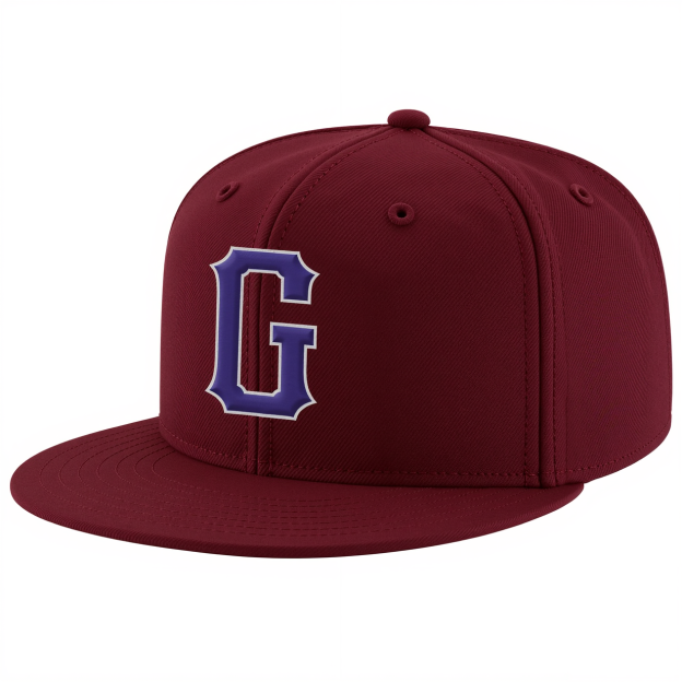 Custom Burgundy & Royal/White Stitched Adjustable Snapback Hat