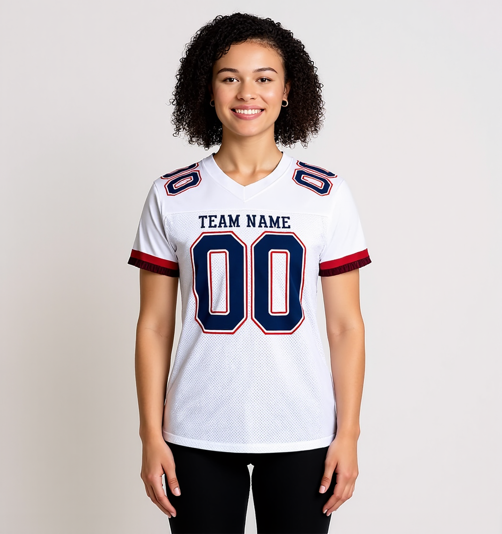 Custom White & Navy/Red Football Jersey
