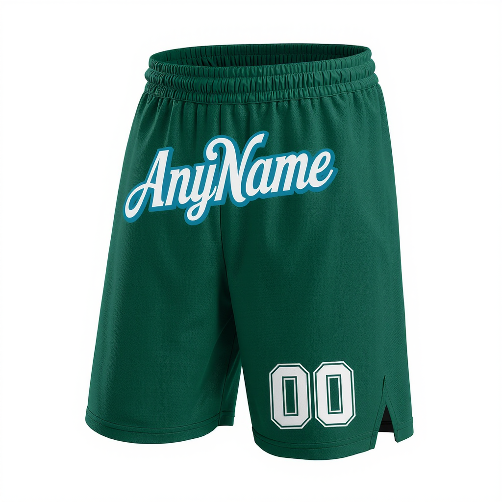 Custom Kelly Green & White/Blue Shorts