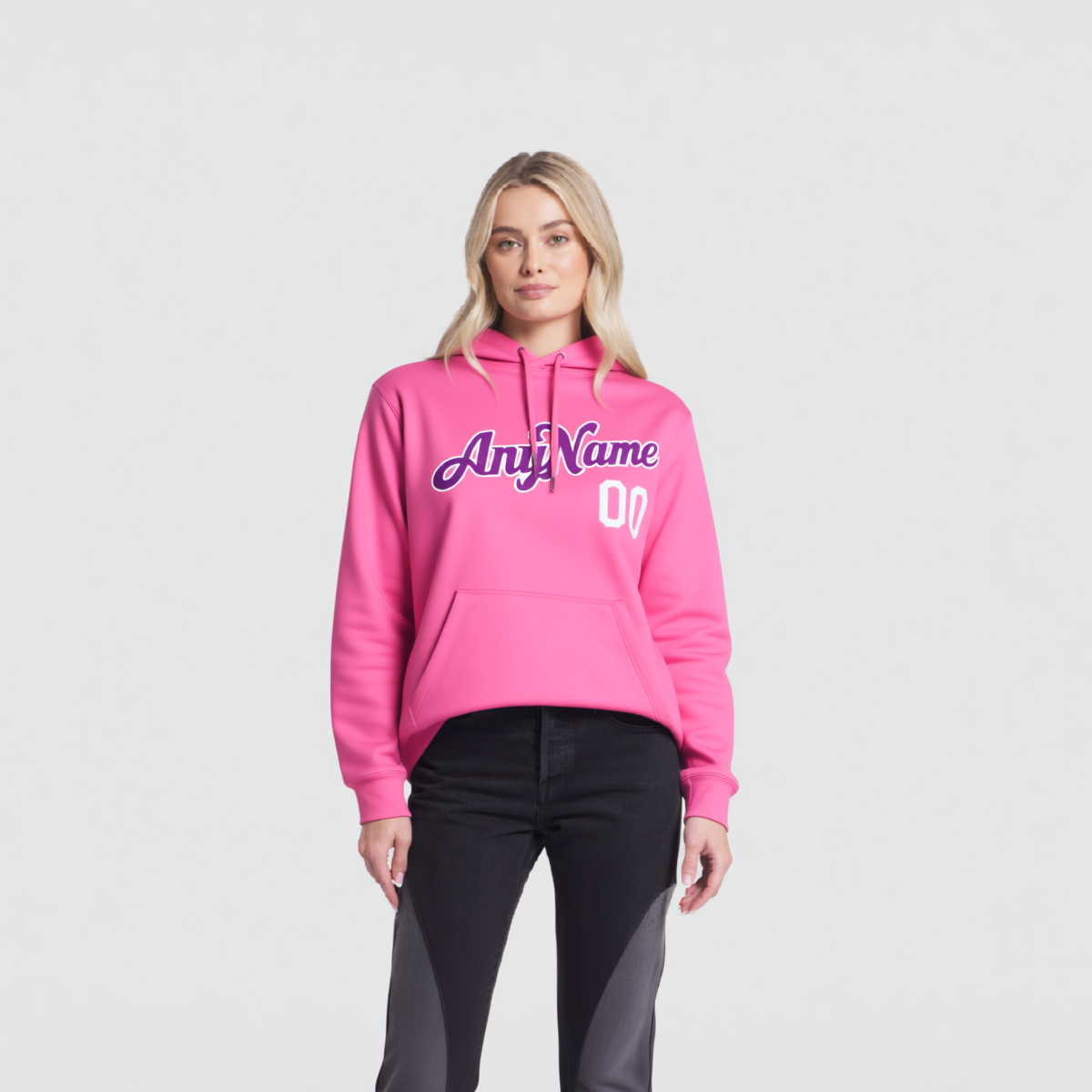 Custom Pink & Purple/White Pullover Sports Sweatshirt Hoodie