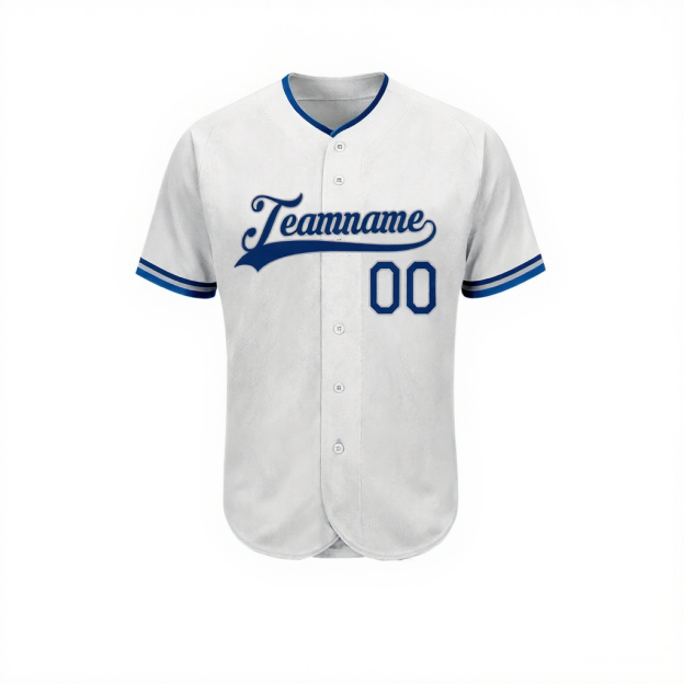Custom White & Royal Blue Baseball Jersey