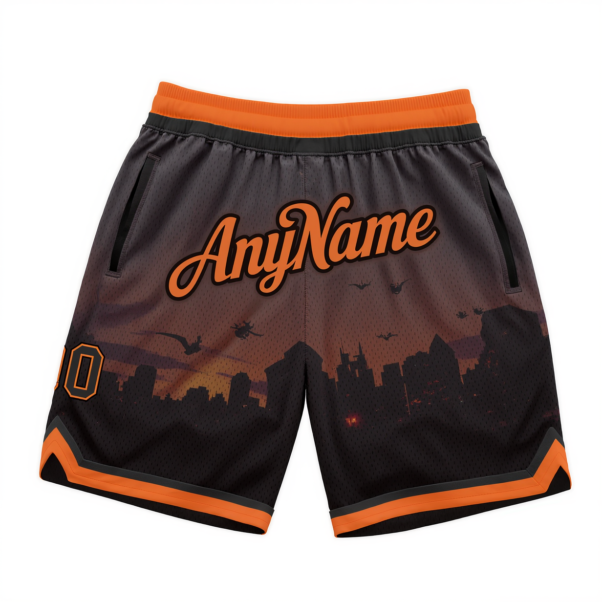 Custom 3D Pattern Black & Orange Halloween Throwback Shorts