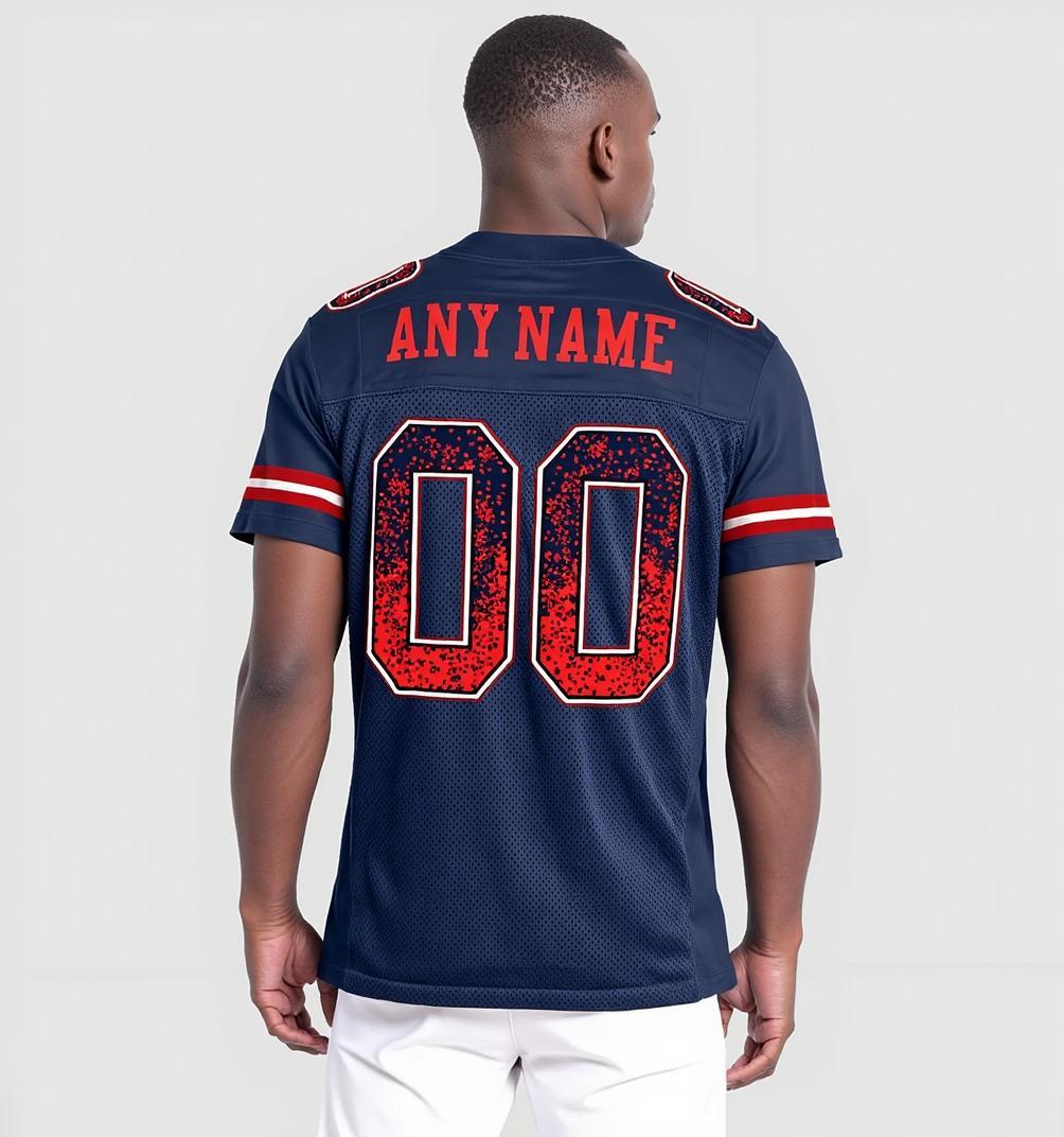 Custom Navy & Red/White Drift Fashion Football Jersey