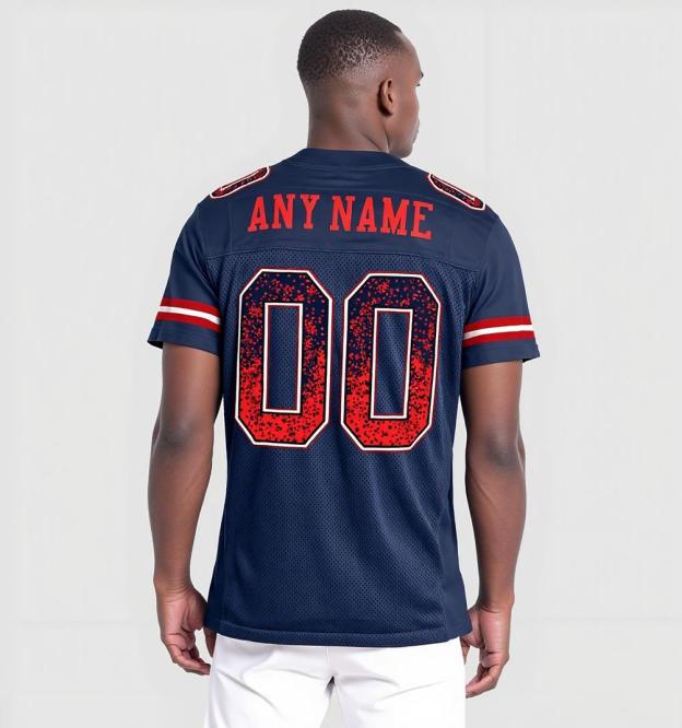 Custom Navy & Red/White Drift Fashion Football Jersey