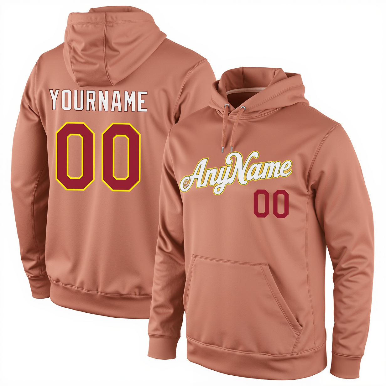 Custom Pink & White/Gold Pullover Sports Sweatshirt Hoodie