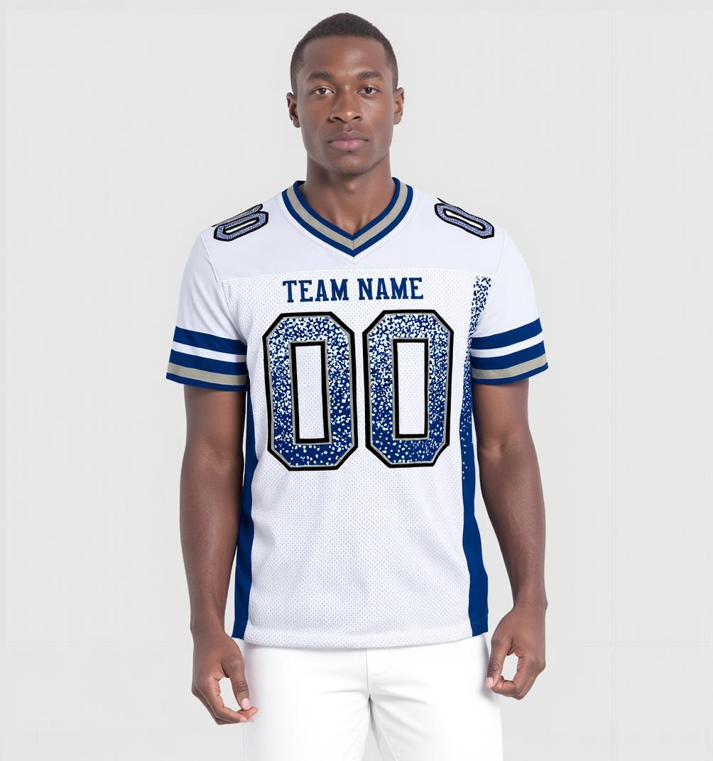 Custom White & Navy/White Drift Fashion Football Jersey