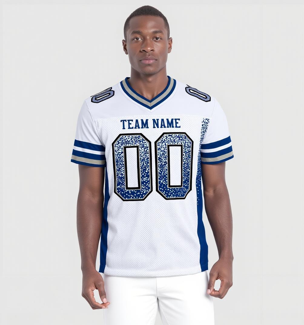 Custom White & Navy/White Drift Fashion Football Jersey