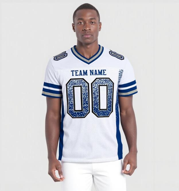 Custom White & Navy/White Drift Fashion Football Jersey