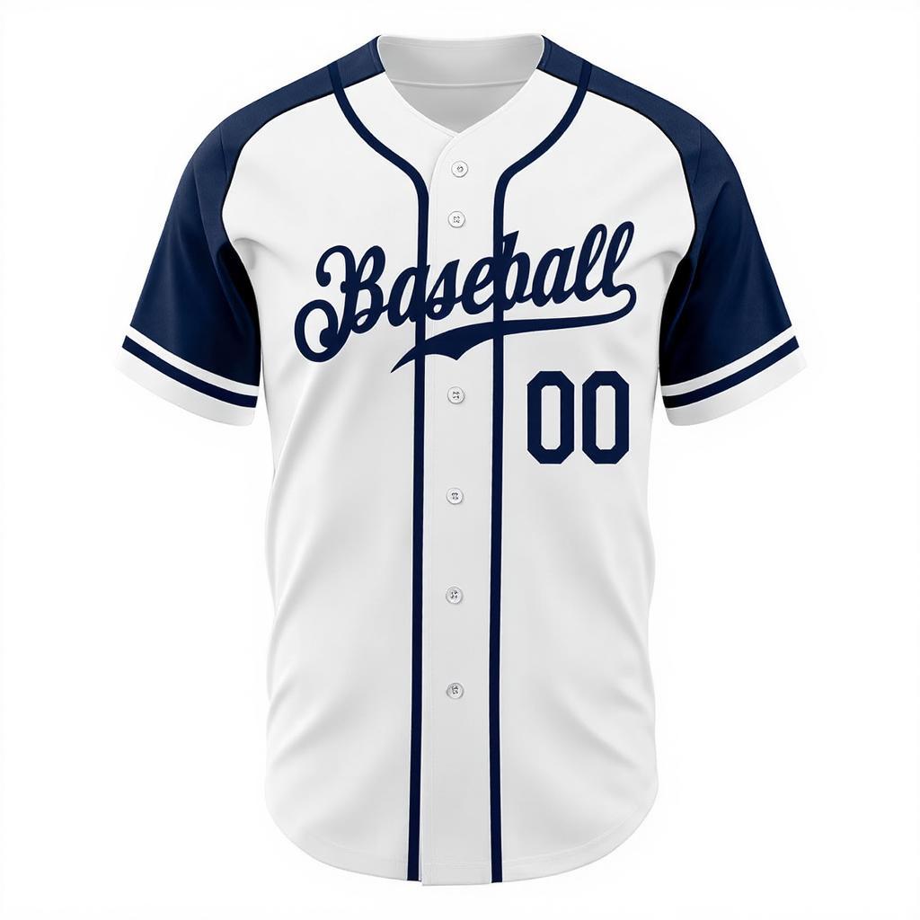 Custom White & Navy Raglan Sleeves Baseball Jersey