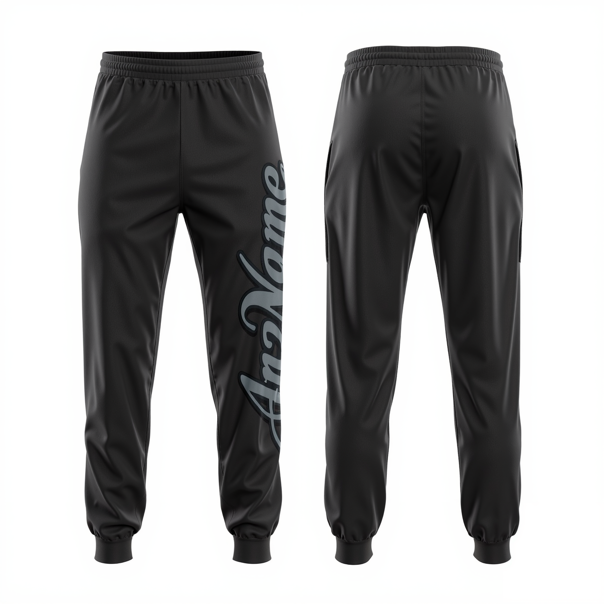 Custom Black & Grey Fleece Jogger Sweatpants