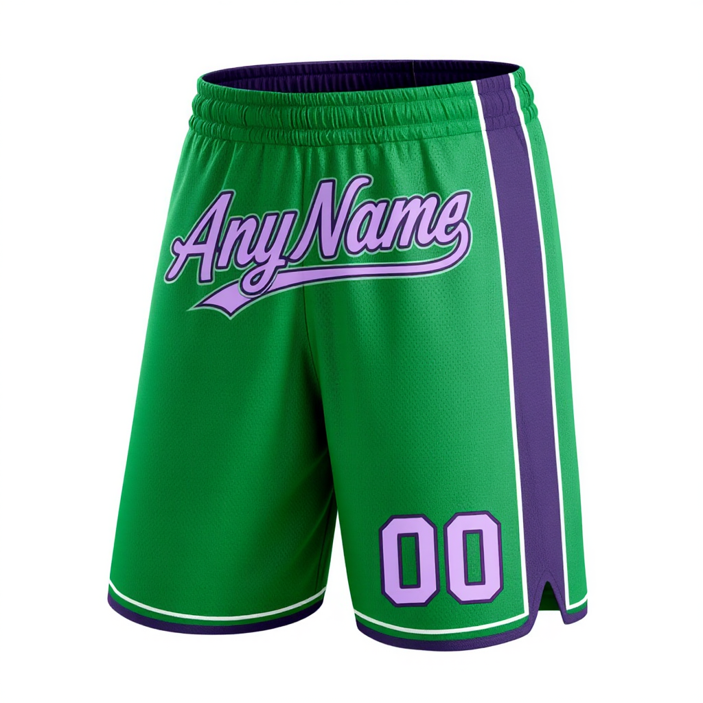 Custom Kelly Green & Purple/White Shorts