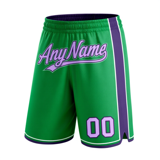 Custom Kelly Green & Purple/White Shorts