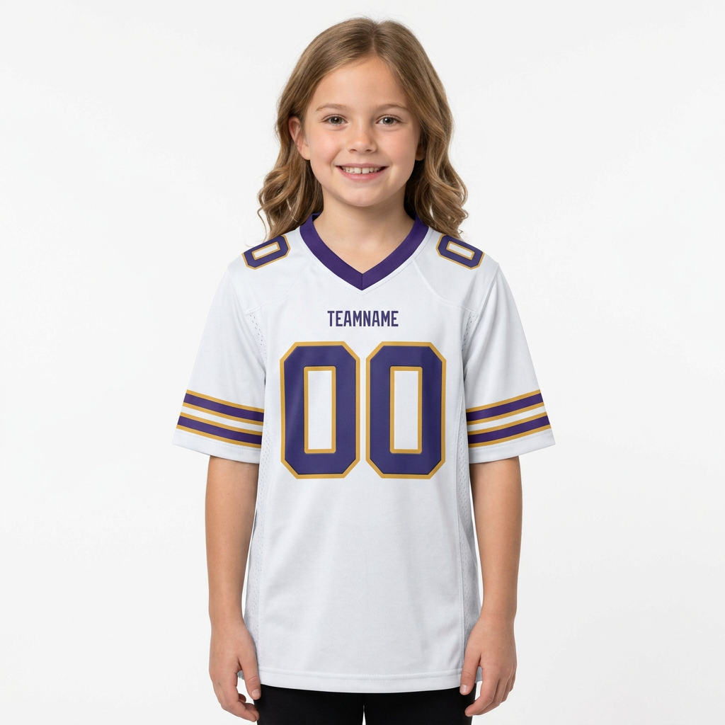 Custom White & Royal/Yellow Football Jersey