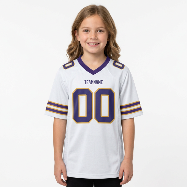 Custom White & Royal/Yellow Football Jersey