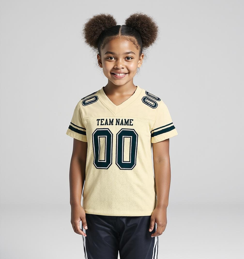 Custom Cream & Navy/White Football Jersey