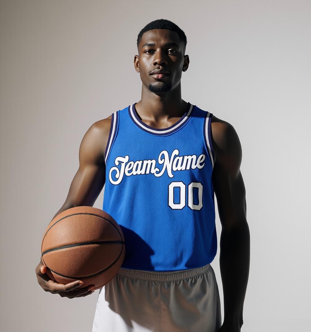 Custom Blue & White/Black Basketball City Edition Jersey