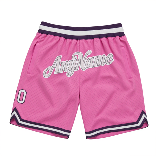 Custom Pink & Grey/White Throwback Shorts