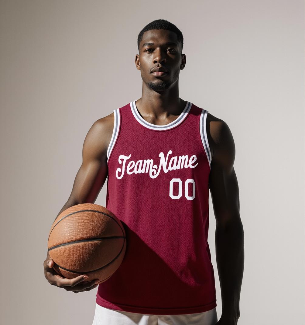 Custom Burgundy & White/Brown Basketball City Edition Jersey