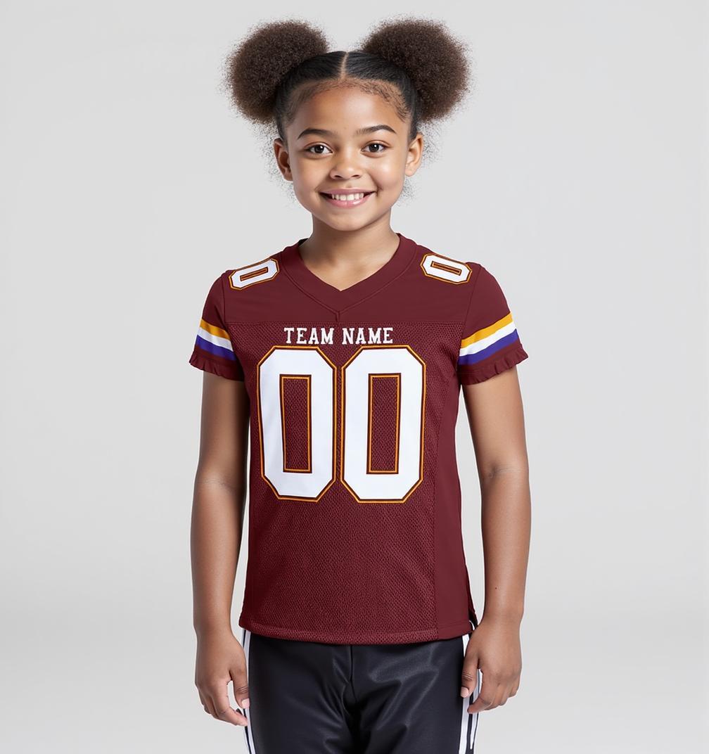 Custom Burgundy & White/Gold Throwback Football Jersey