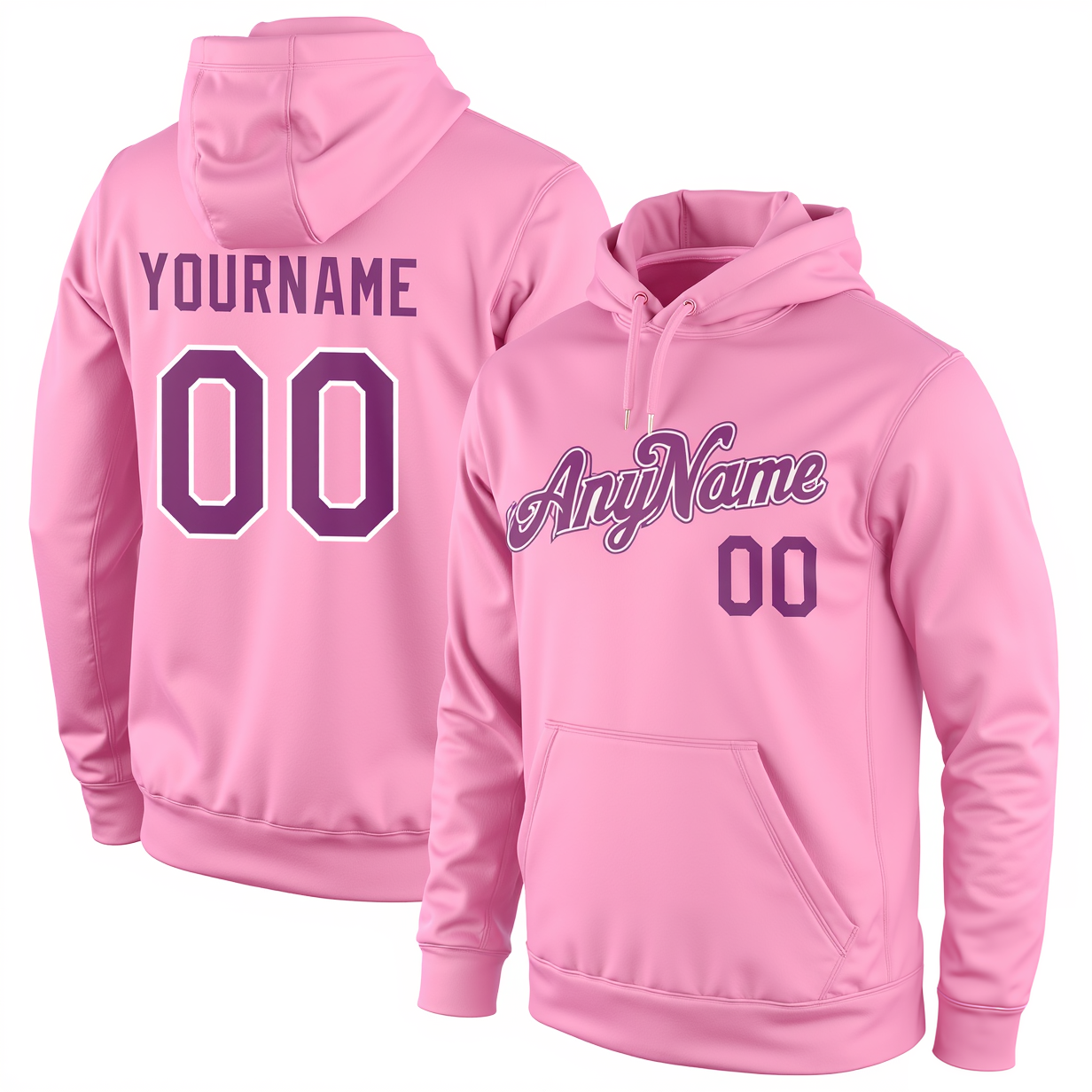 Custom Pink & Purple/White Pullover Sports Sweatshirt Hoodie