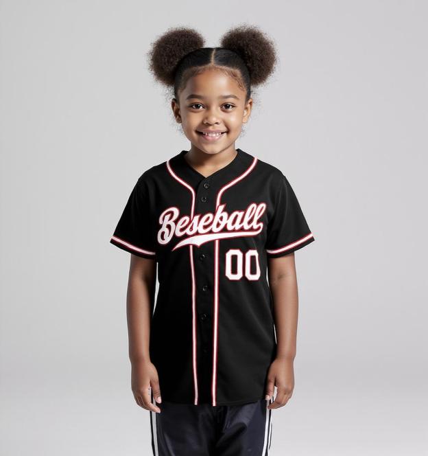 Custom Black & White/Red Baseball Jersey