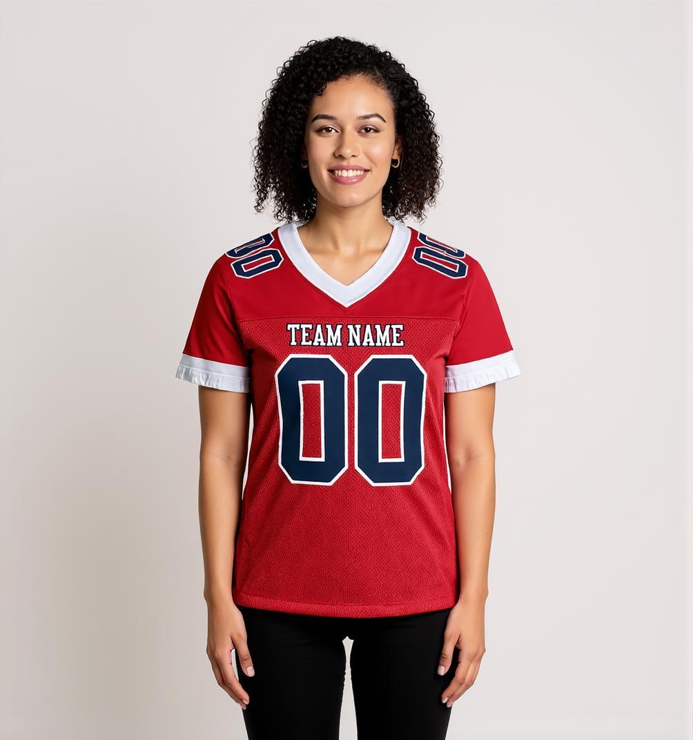 Custom Red & Navy/White Football Jersey