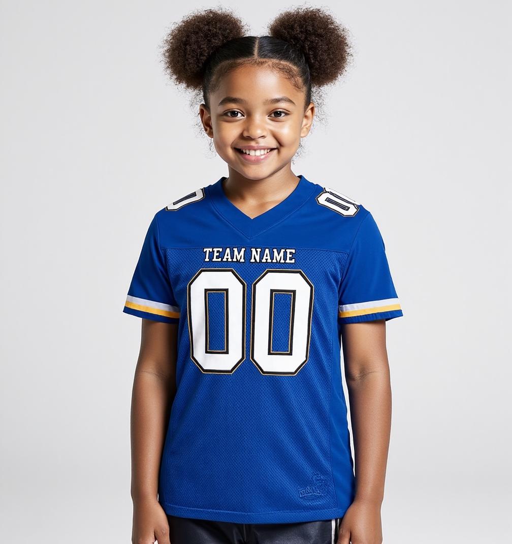 Custom Royal & White/Black Football Jersey