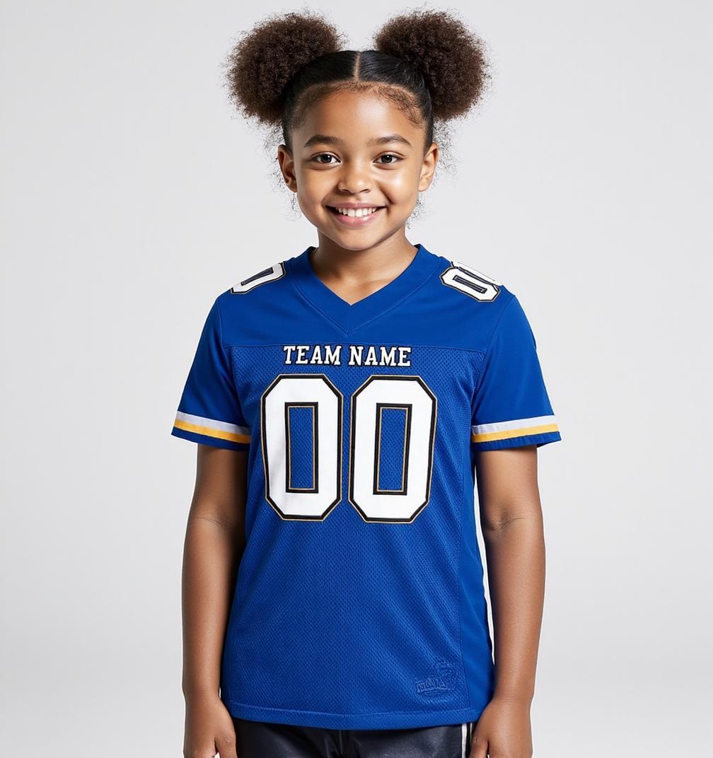 Custom Royal & White/Black Football Jersey