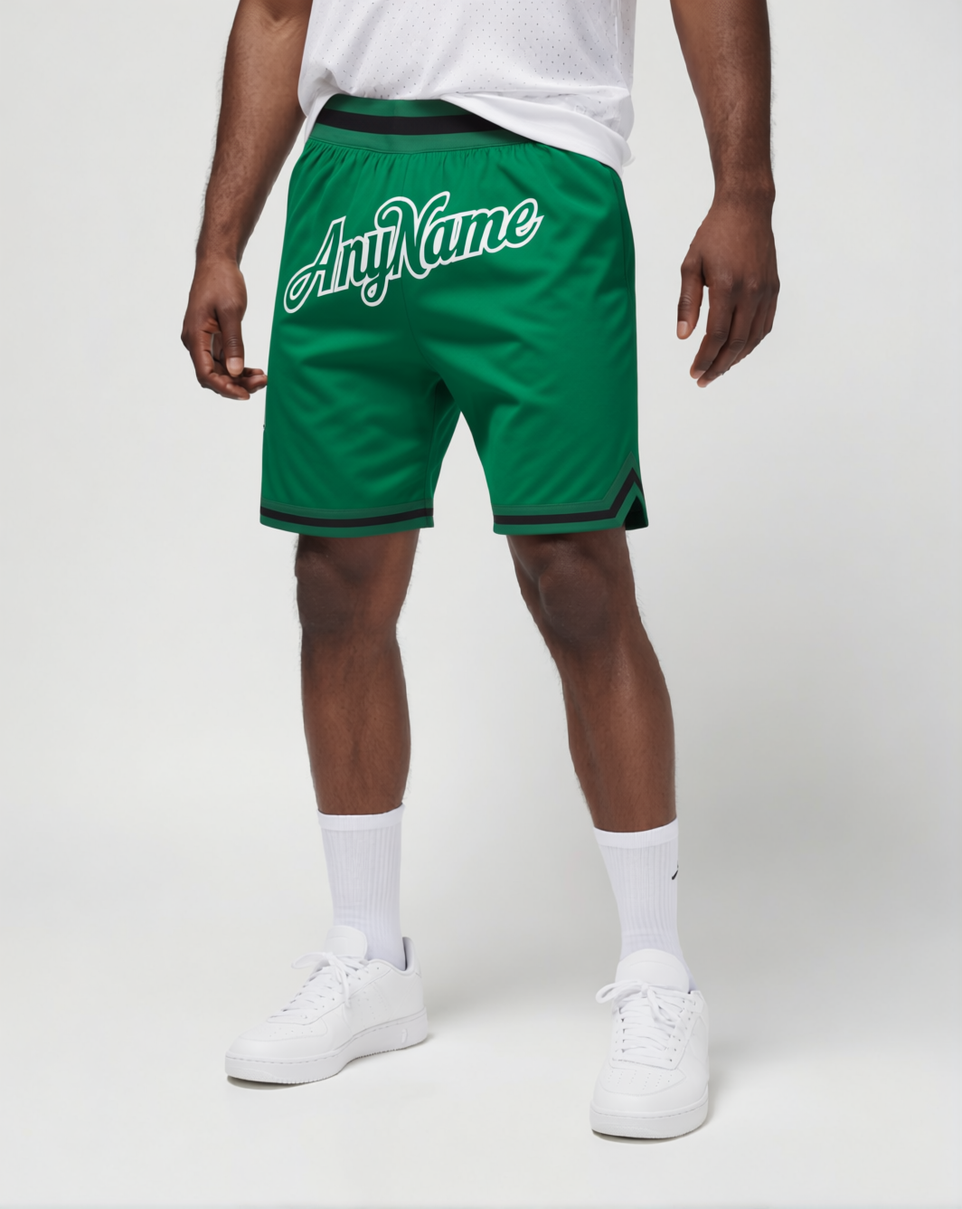 Custom Green & White/Black Throwback Shorts