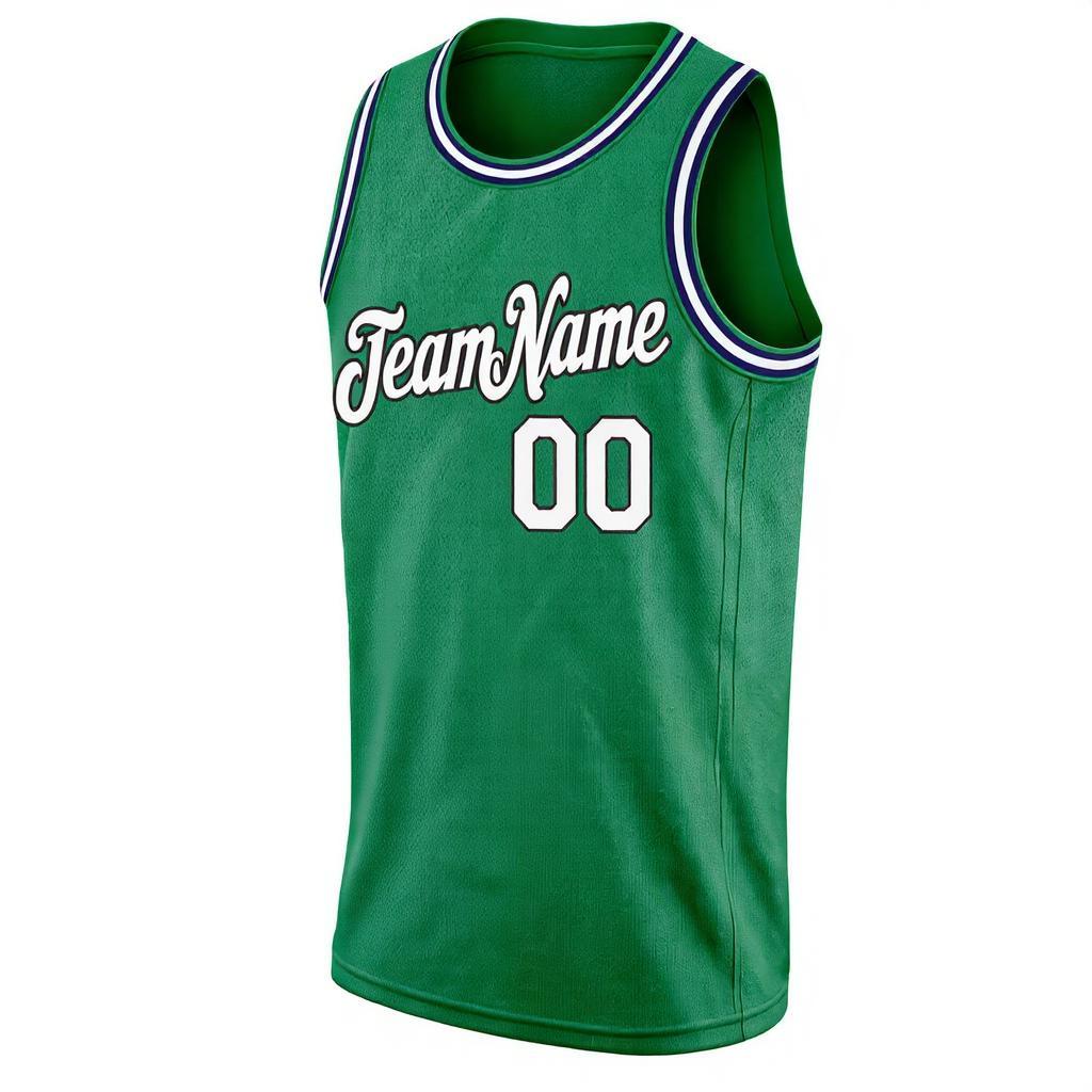 Custom Kelly Green & White/Black Basketball City Edition Jersey