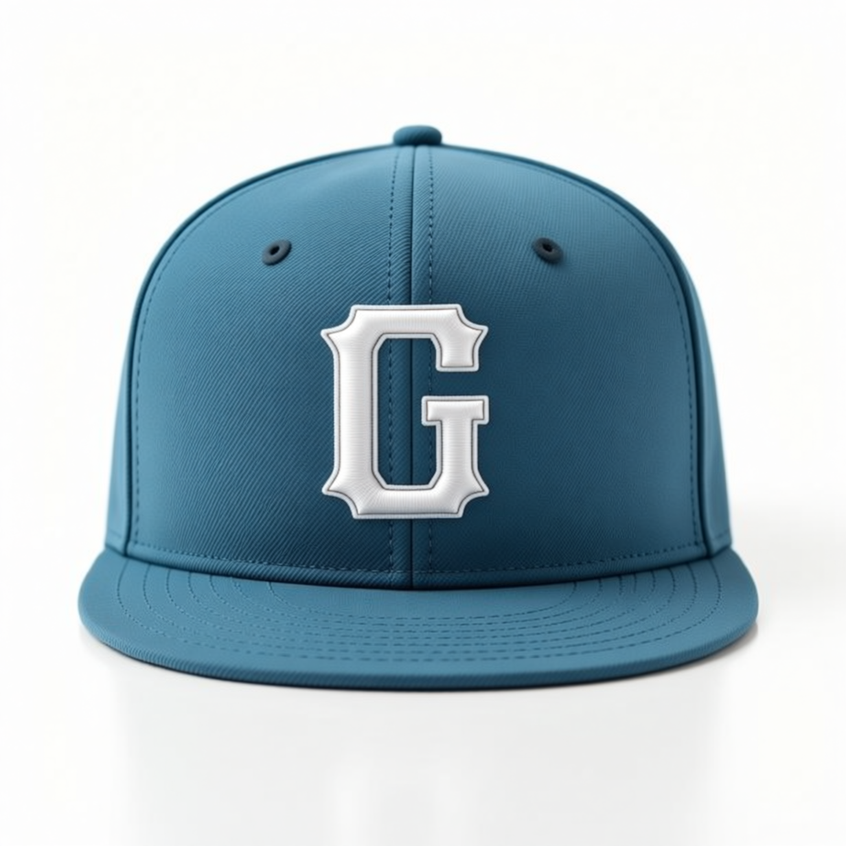 Custom Denim Blue & White Stitched Adjustable Snapback Hat