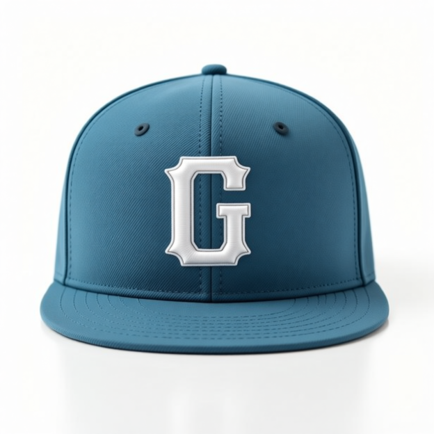 Custom Denim Blue & White Stitched Adjustable Snapback Hat