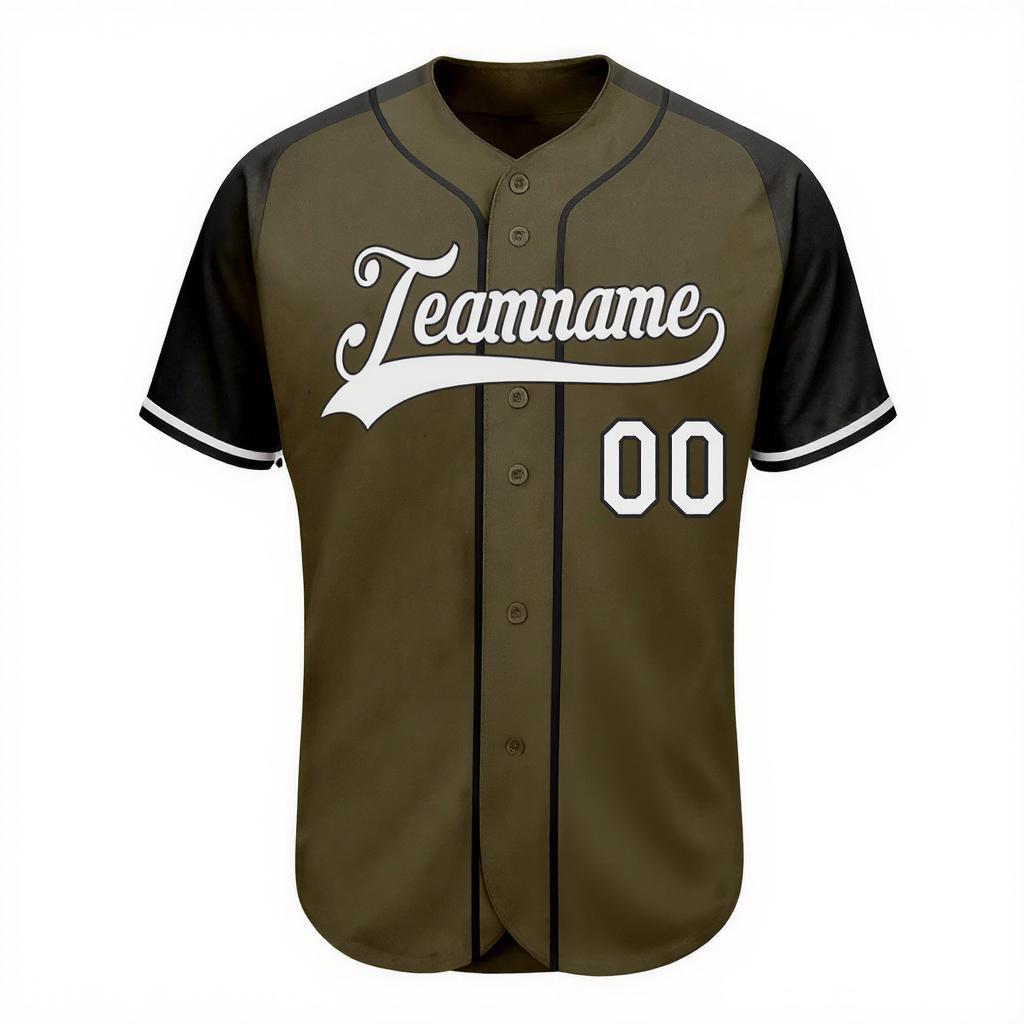 Custom Vintage Olive & Black-White Baseball Jersey