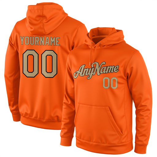 Custom Orange & Grey/Black Pullover Sports Sweatshirt Hoodie
