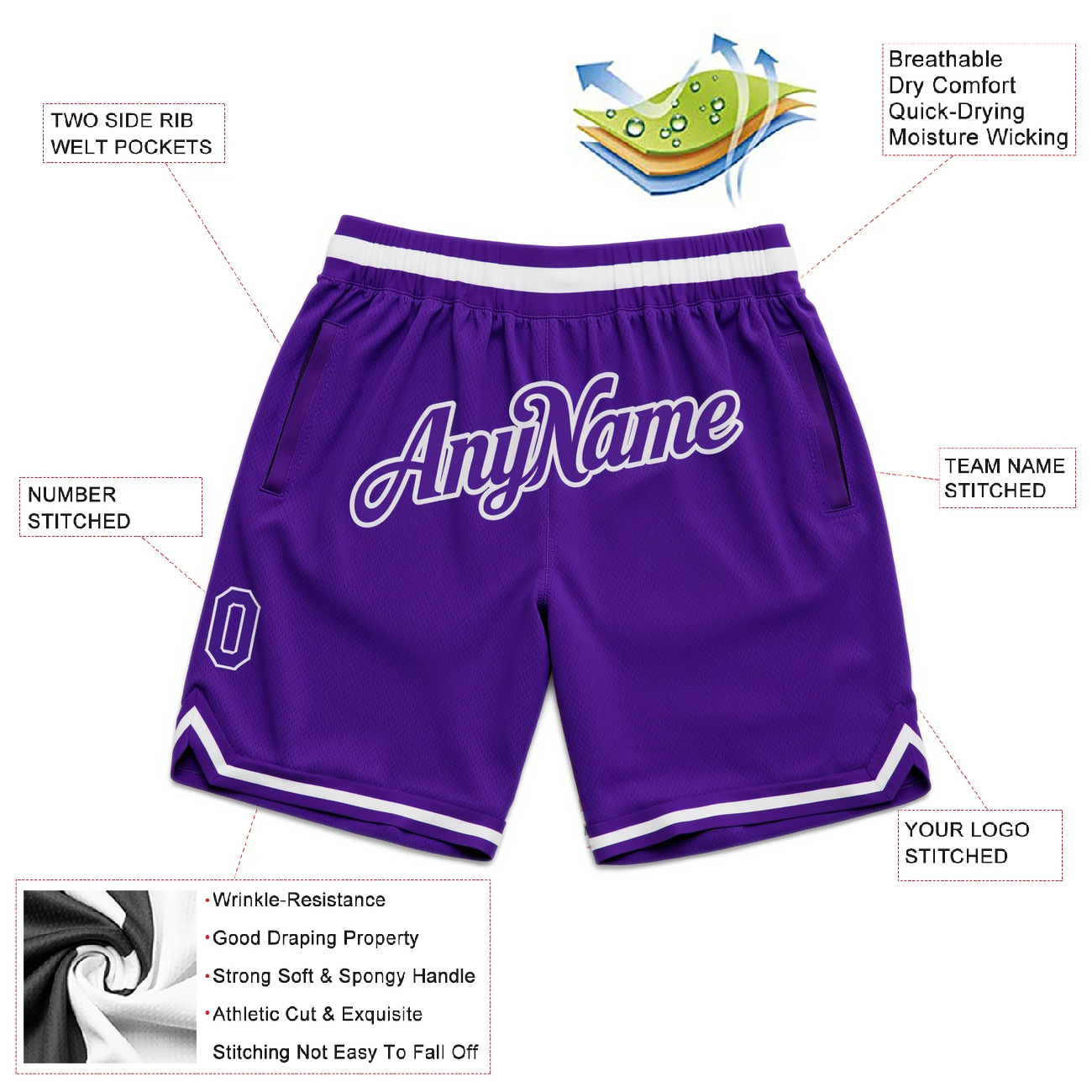 Custom Purple & White Throwback Shorts