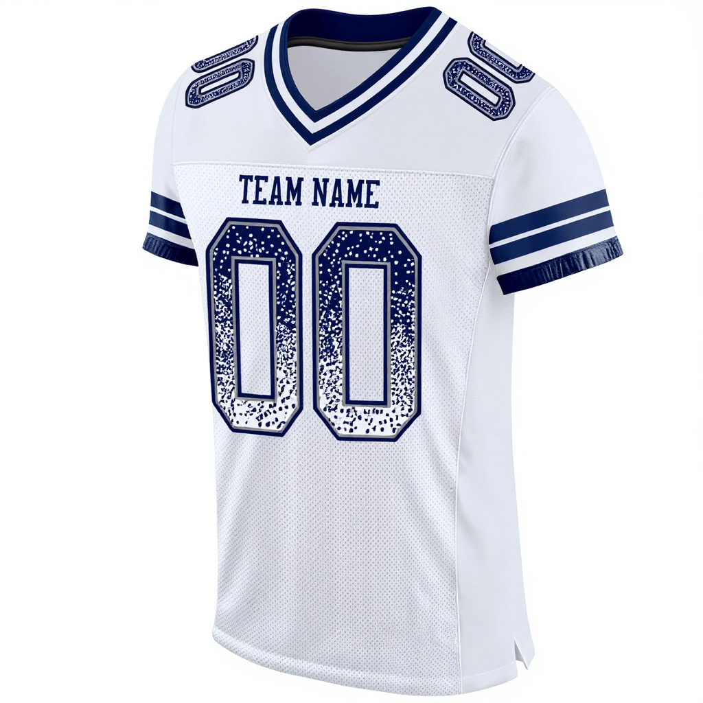 Custom White & Navy/White Drift Fashion Football Jersey